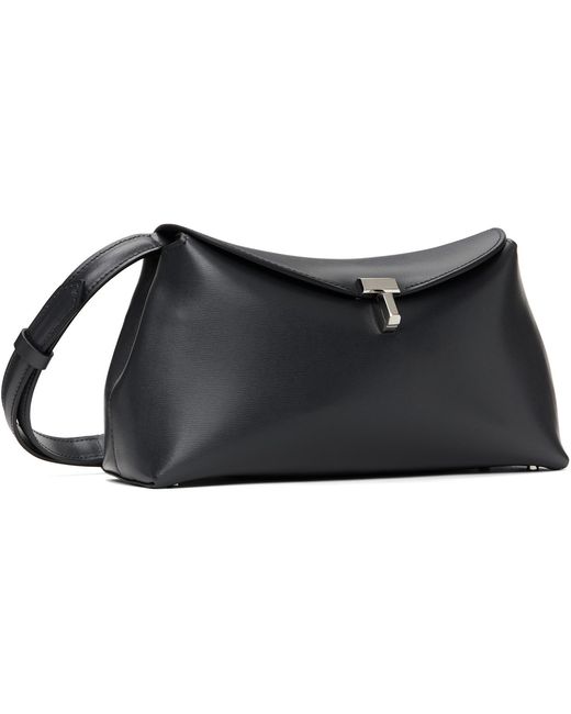Totême Black T-Lock Leather Clutch