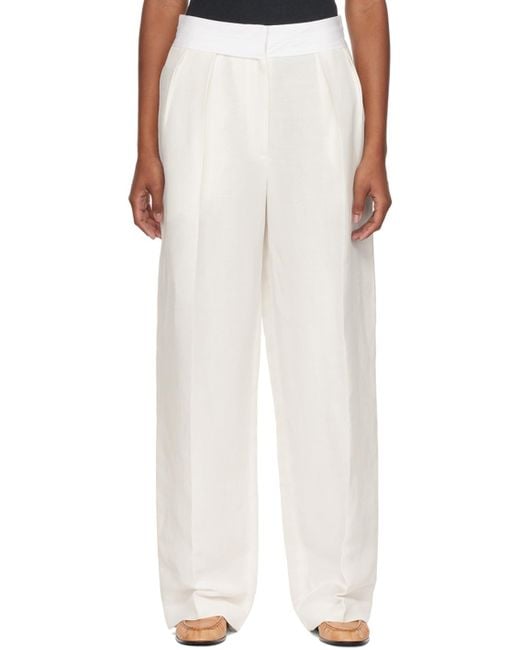 The Row Linen Off-white Milla Trousers | Lyst