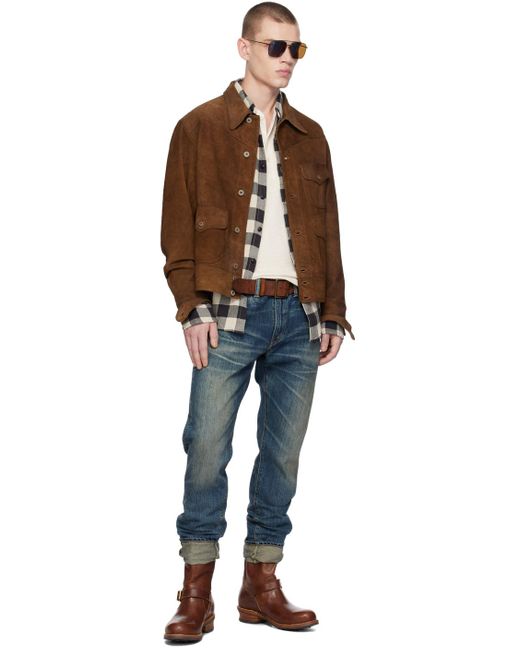 RRL Brown Roughout Leather Jacket for men