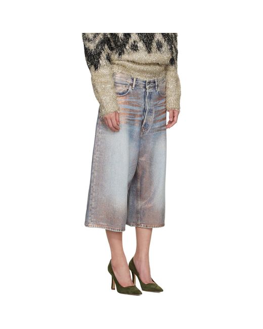 Acne Gray Glitter Dawn Denim Shorts