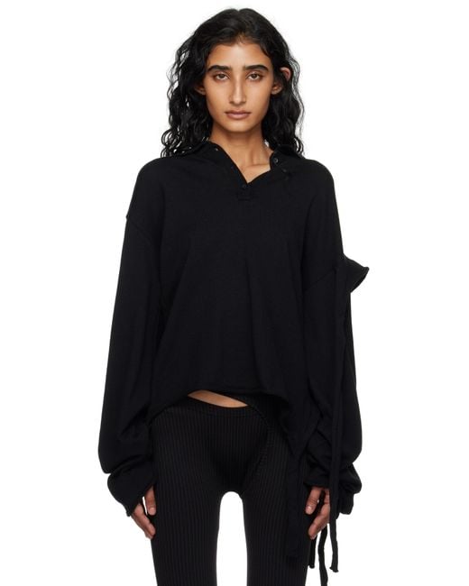 OTTOLINGER Black Deconstructed Knit Longsleeve Polo