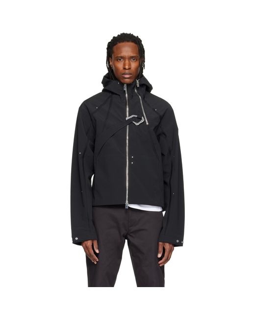 HELIOT EMIL Black Moire Technical Jacket for men