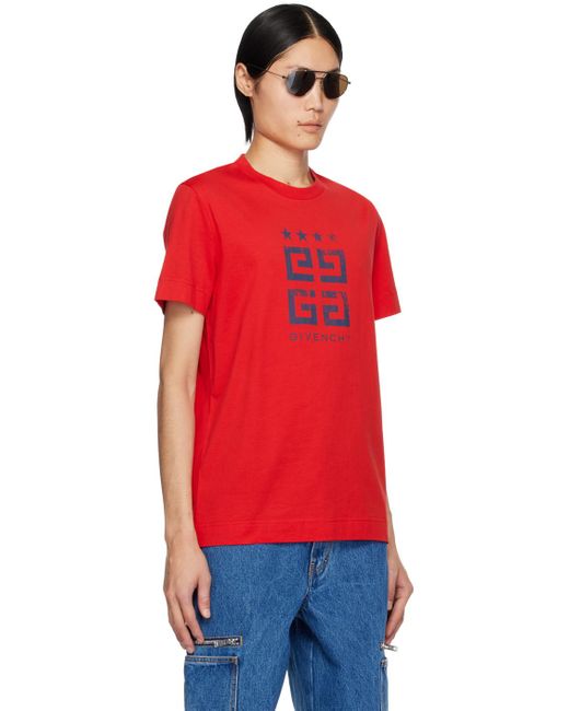 Givenchy Red 4g Stars T-shirt for men