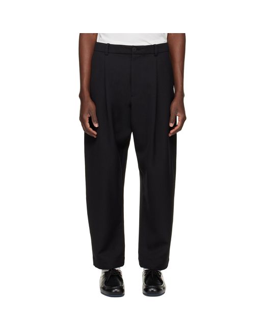 Studio Nicholson Black Tuck Pleated Trousers for men