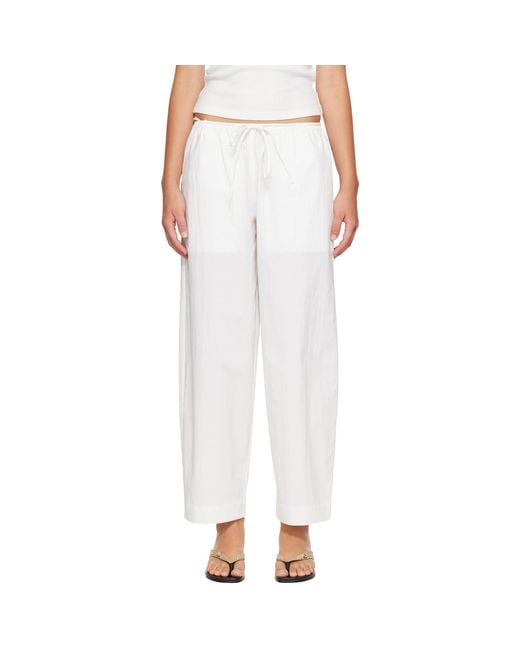 St. Agni White Fine Rouleau Crop Trousers