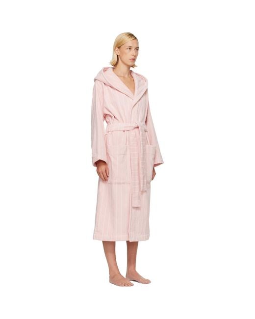 Tekla Pink Terry Hooded Bathrobe