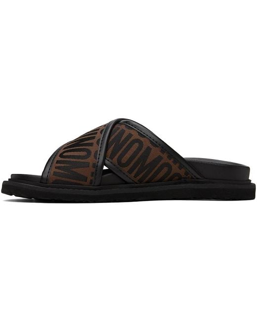 Moschino Black Brown Logo Sandals