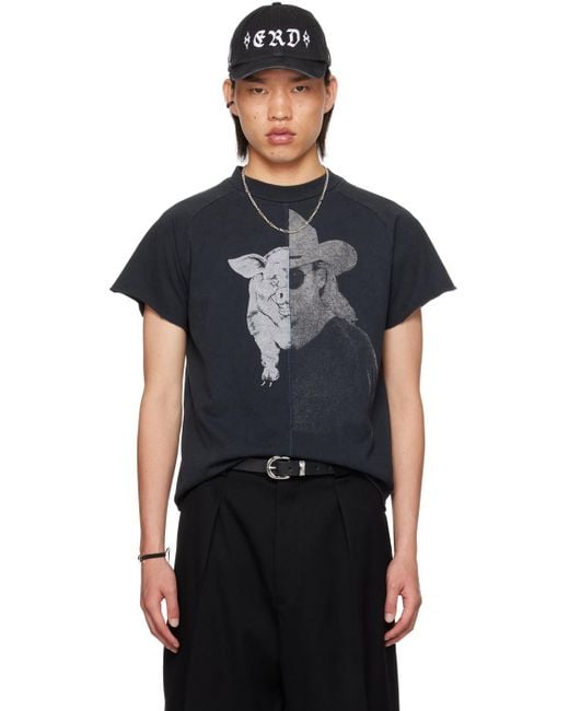 Enfants Riches Deprimes Black Junk Pig Assemblage T-Shirt for men
