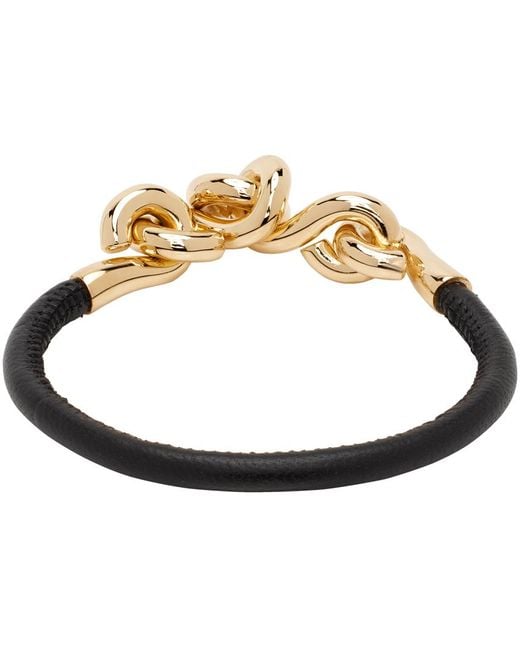 Bottega Veneta Black Loop Leather Bracelet