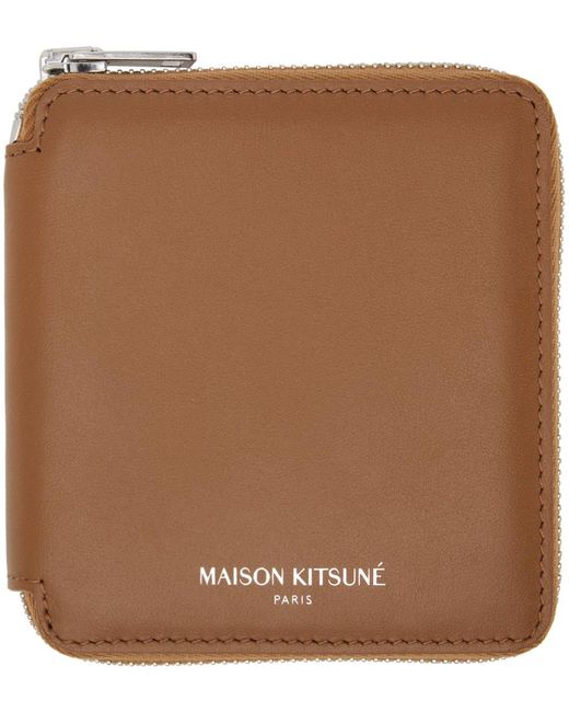 Maison Kitsuné Brown Square Zipped Wallet for men