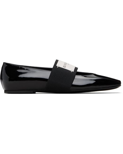 Givenchy Black Sliced Square Patent Leather Ballerina Flats