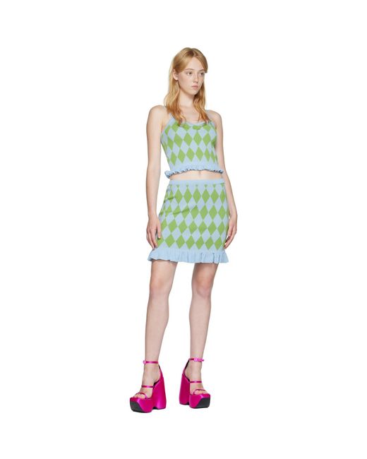 Pushbutton Multicolor Argyle Tank Top