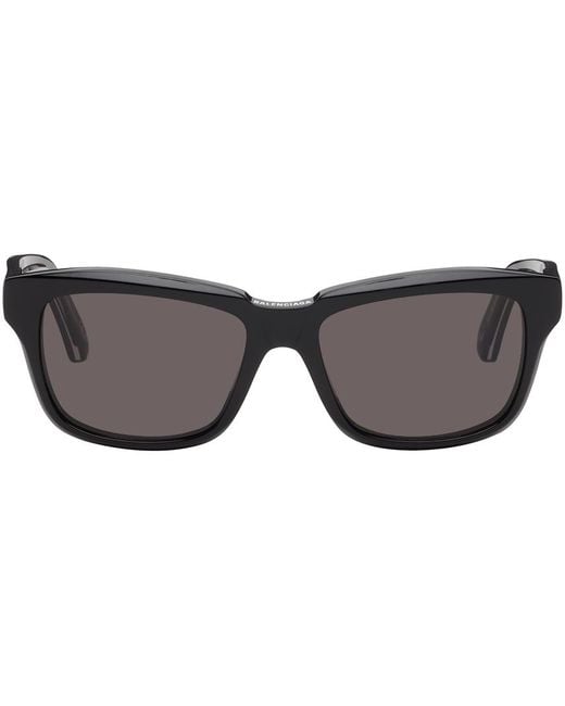 Balenciaga Black Weekend Rectangular Acetate Sunglasses