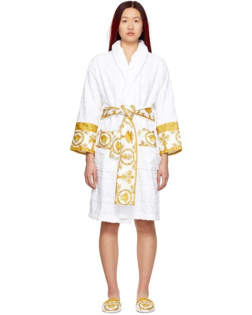 Versace Cotton 'i Heart Baroque' Bath Robe in Metallic - Lyst