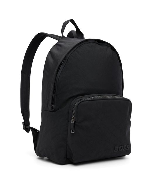 Boss Black Coated Canvas Backpack for men