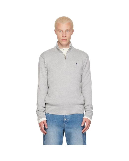 Polo Ralph Lauren Gray Knit Embroidered Logo Sweater for men