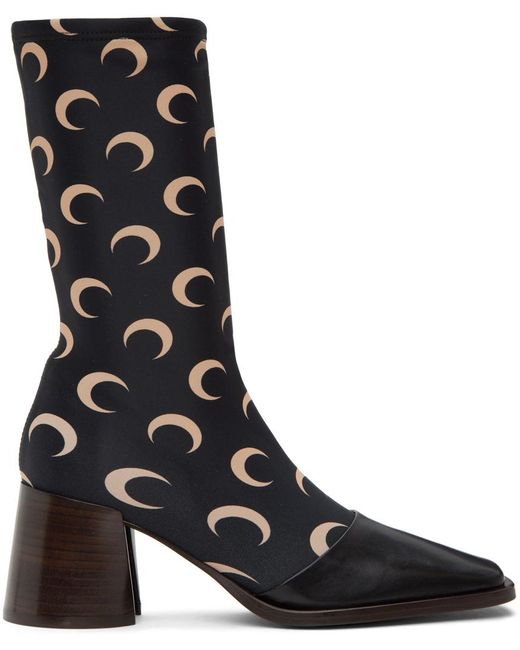 MARINE SERRE Black All Over Moon Boots