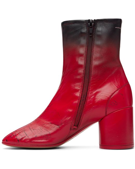 MM6 by Maison Margiela Red Anatomic Block-Heel Boots