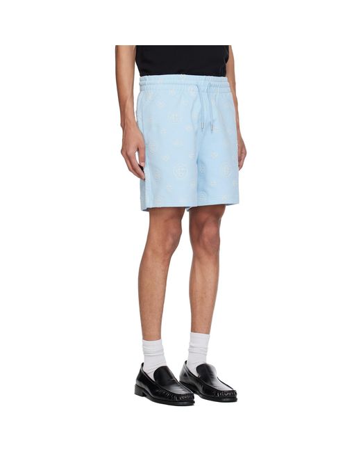 Casablanca Blue Applique Monogram Sweat Shorts for men