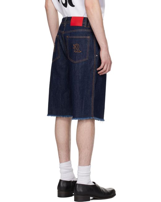 Kusikohc Blue Dart Denim Shorts for men
