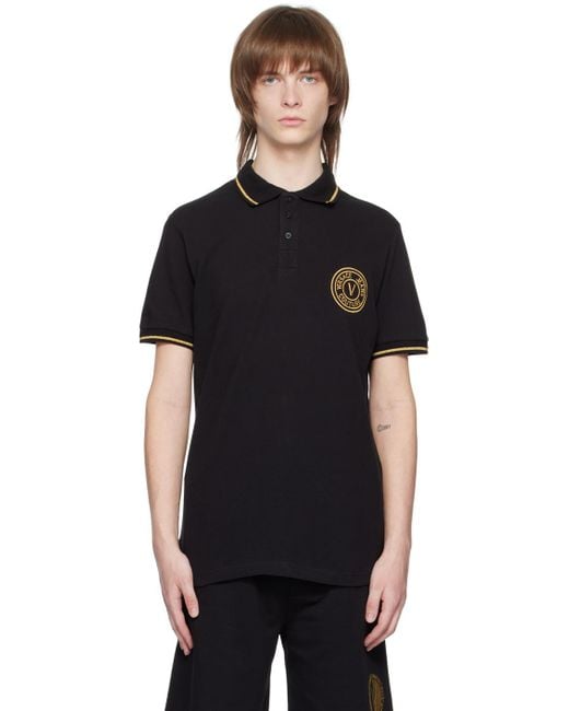 Versace Black V-emblem Polo Shirt for men