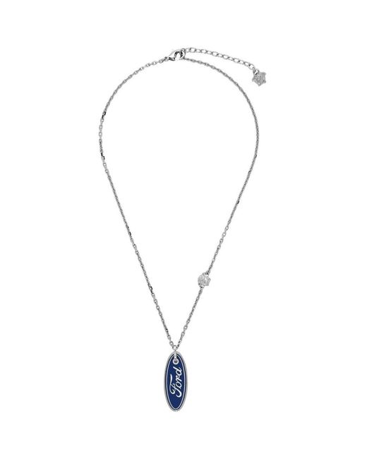 Versace Silver Ford Edition Logo Necklace in Metallic for Men | Lyst
