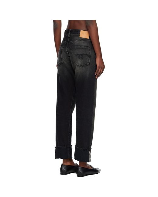 R13 Black Cuffed Boyfriend Jeans