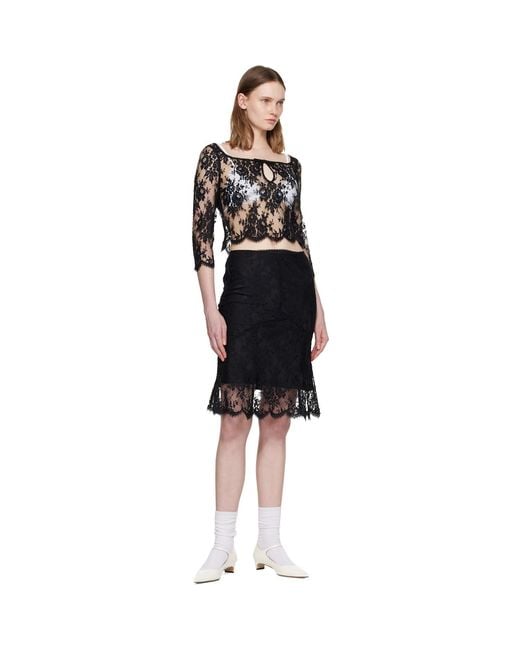 ShuShu/Tong Black Flared Midi Skirt