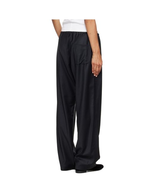 Ssstein Black Wool Silk Drawstring Easy Trousers