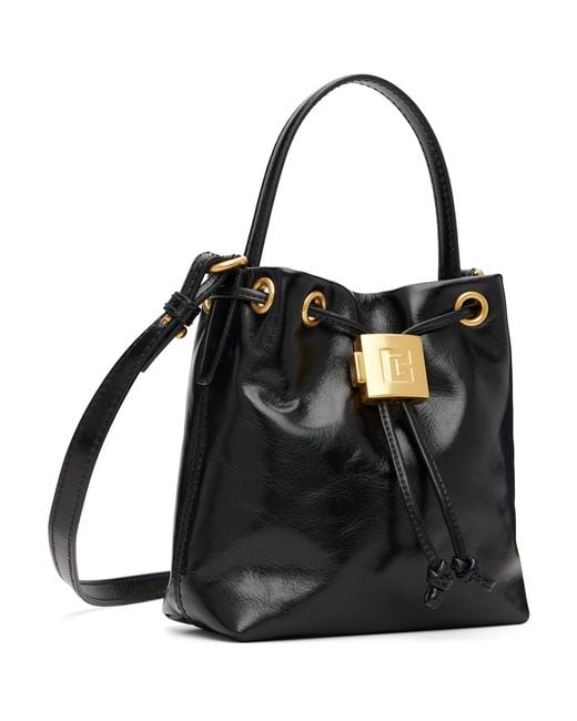 Balmain Black Mini Pulse Bucket Bag