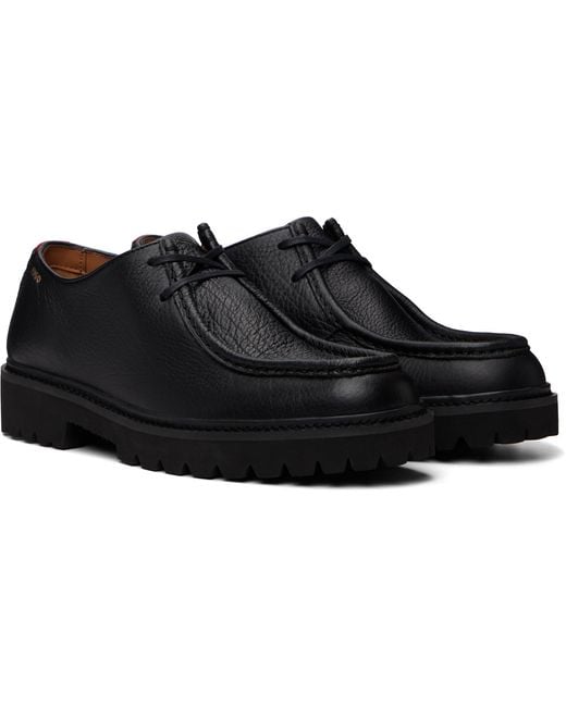 HUGO Black Tumbled Leather Derbys for men