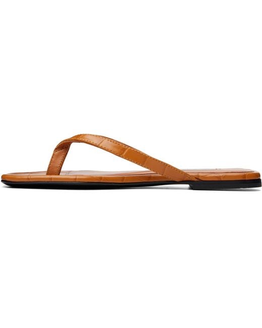 Totême  Black Croco-Embossed Flip-Flops