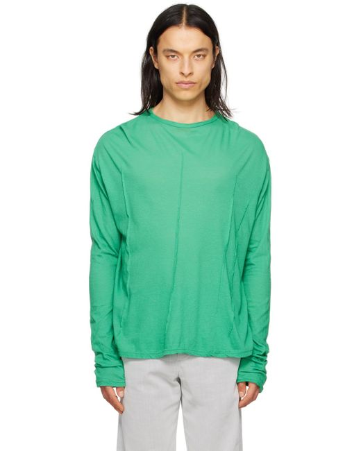 Edward Cuming Green Darted Long Sleeve T-shirt for men