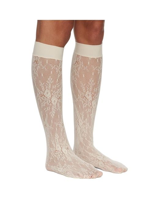 Swedish Stockings Brown Off- Rose Knee-High Stockings