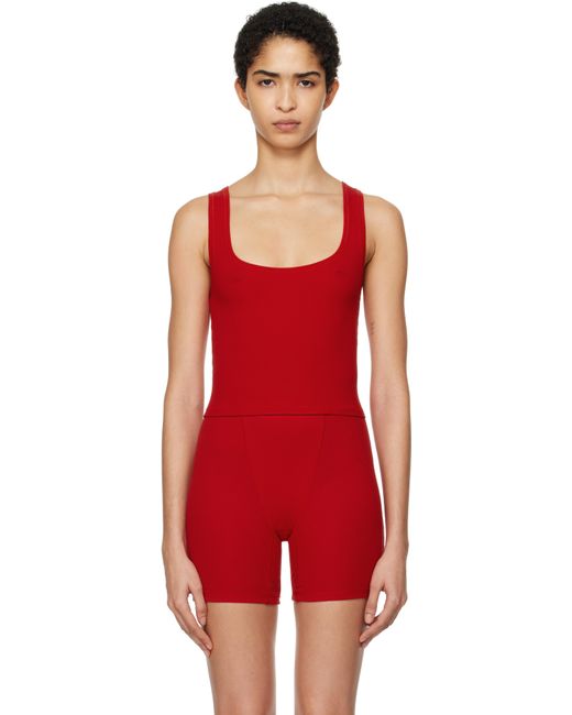 Skims Red Cotton Rib Tank Top