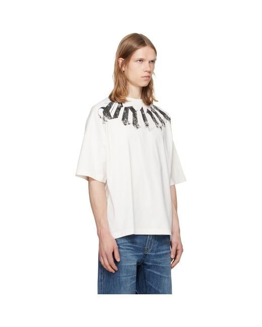 Palm Angels White Off- Big Neck Logo Loose T-Shirt for men