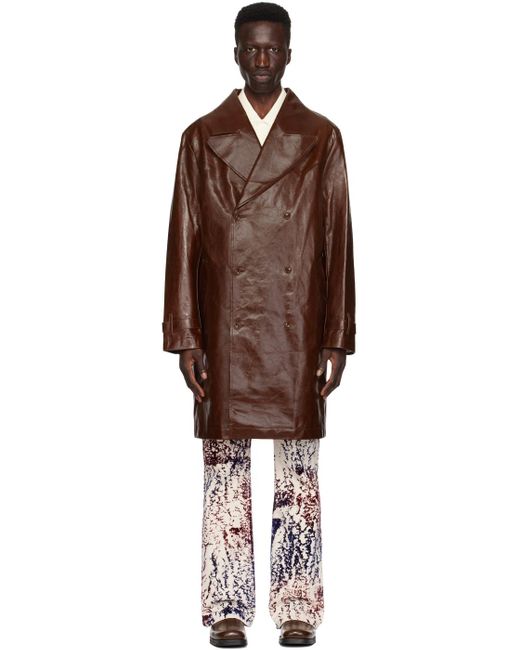 Manteau pancho brun en cuir Séfr pour homme en coloris Black
