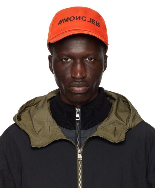 3 MONCLER GRENOBLE Black Orange Baseball Cap for men