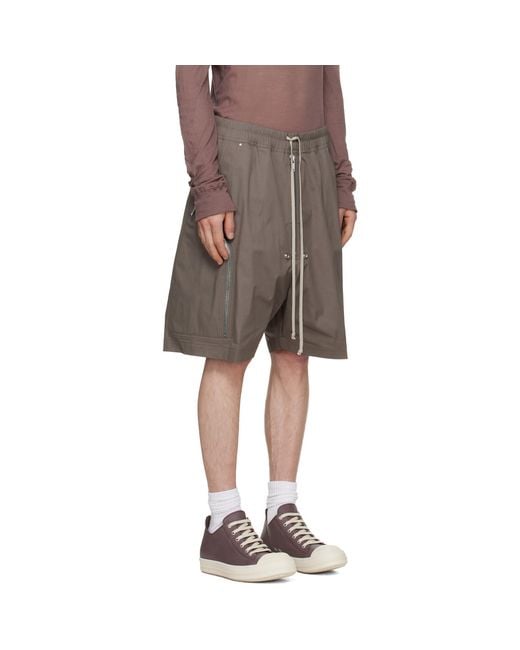 Rick Owens Gray Tower Heizer Cargo Shorts for men