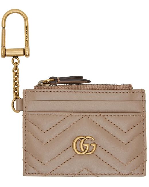 Gucci Leather gg Marmont Key Chain Card Holder Lyst