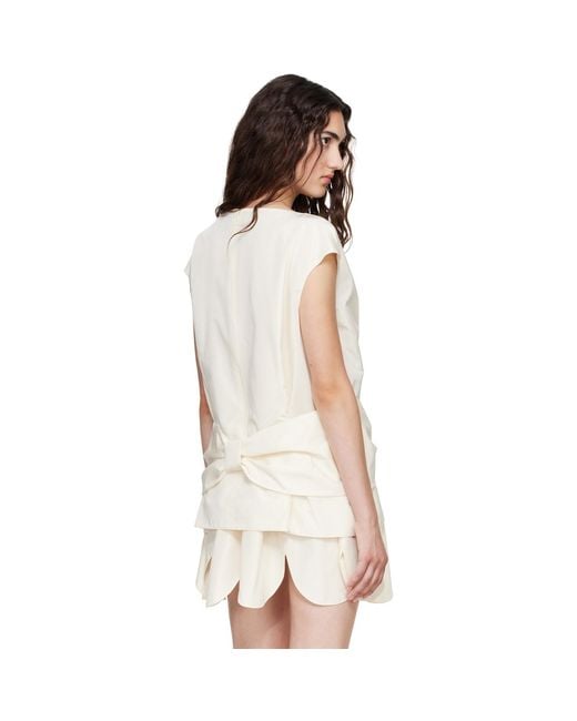 Simone Rocha White Off- Boxy Peplum Bow Detail Blouse