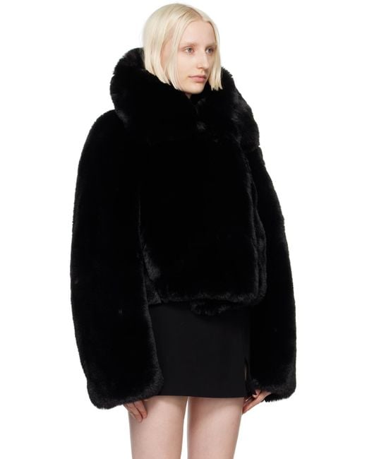 Acne Black Fluffy Faux-Fur Jacket