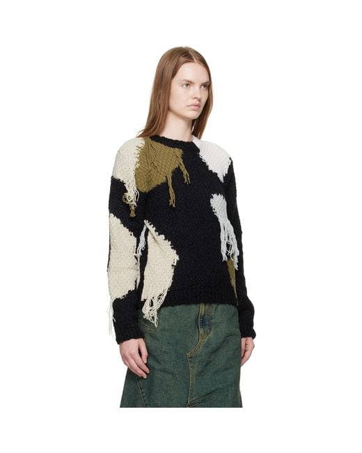 ANDERSSON BELL Black Sylvia Abstract Patchwork Sweater