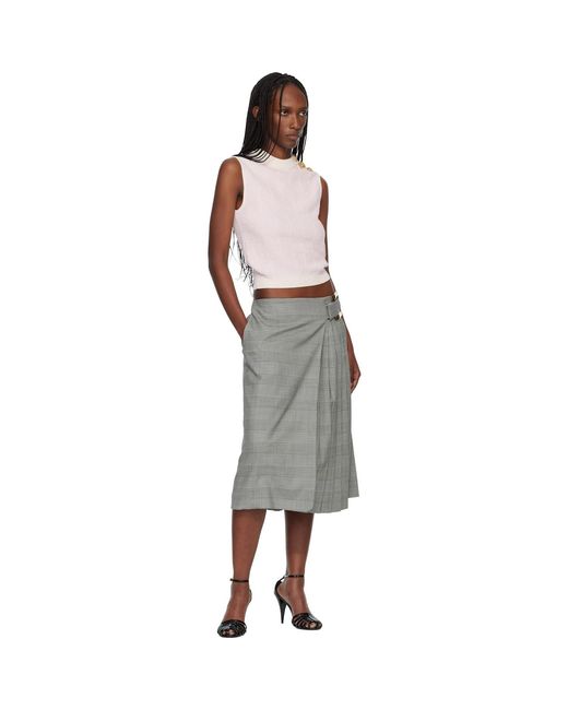 Balmain Black Prince Of Wales Jacquard Midi Skirt