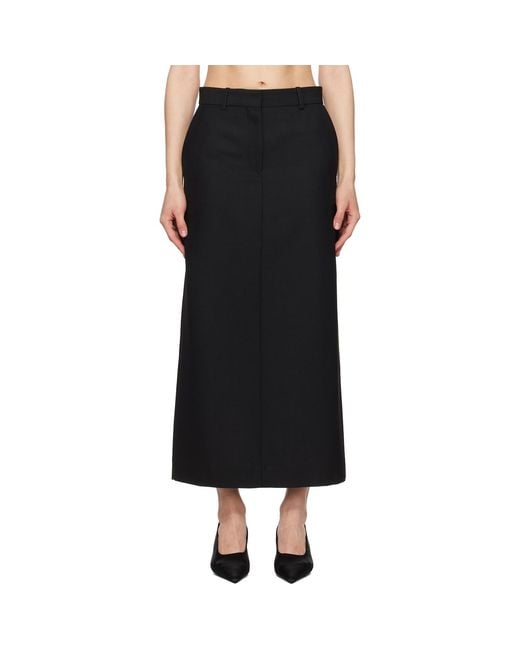 Totême Black Low-Waist Straight Maxi Skirt