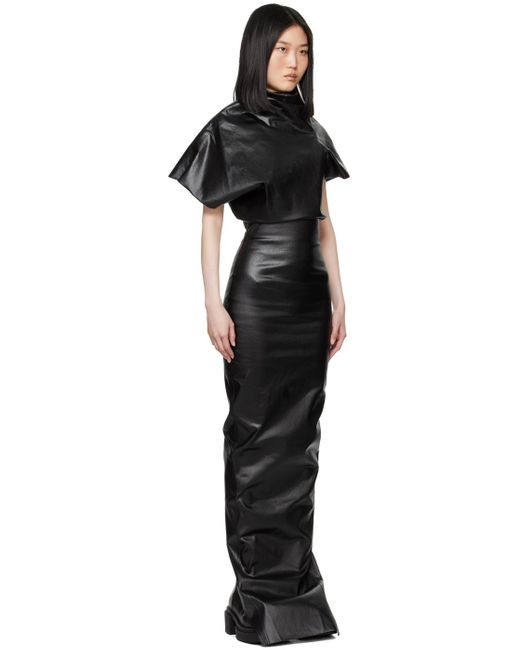 Rick Owens Black Porterville Cylinder Denim Maxi Dress