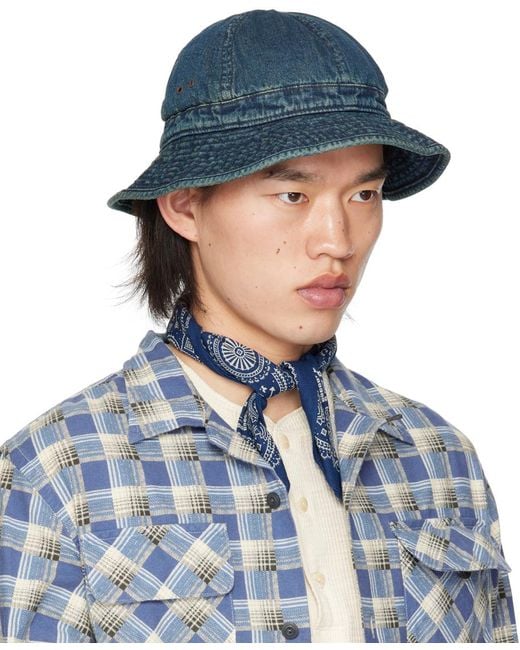 RRL Blue Denim Bucket Hat for men