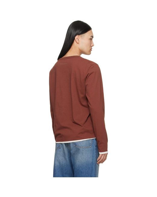 MM6 by Maison Margiela Red Long-Sleeved Reversible T-Shirt for men