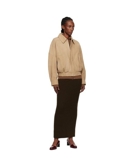 Nour Hammour Natural Dalma Relaxed Nubuck Suede Jacket
