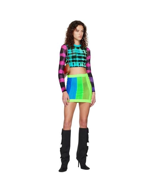 AGR Green Striped Miniskirt